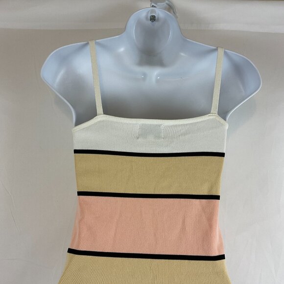 SNDYS Tube Dress M White Black Beige Pink Color Block Spaghetti Strap Knit - Picture 8 of 12